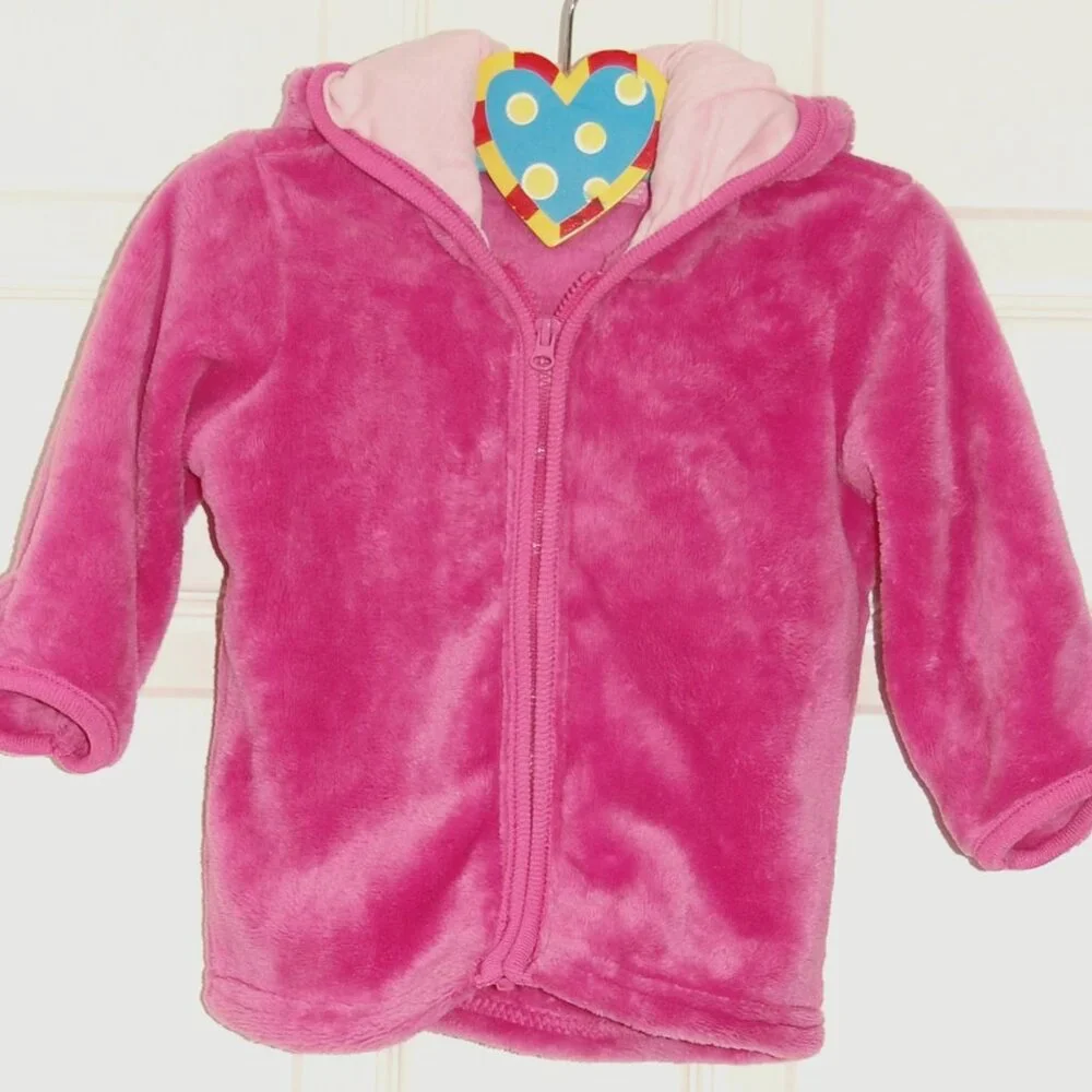 The Children's Place, 9-12M Baby Buttery Fleece Hoodie, Hot Pink
